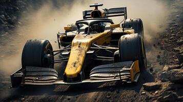 Car racing on a circuit, asphalt track. photo