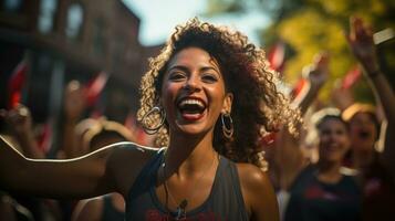 Labor Day Parade - Colorful Celebration with Flags and Music. Generative AI photo
