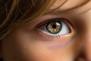 The curiosity and wonder in a child's eyes in a close - up shot. Generative AI photo