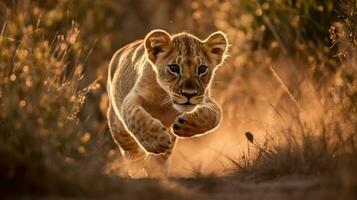 baby tiger running photo