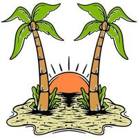 Palm tree beach sunset beach summer vibes vector