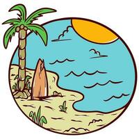 surfing beach summer illustration vector