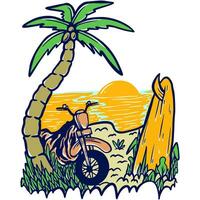 trail adventure beach surfing illustration vector