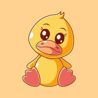 Cute duck doll sitting alone cartoon style vector