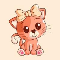 Cute kitten sitting cartoon style vector