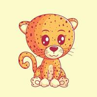 Cute leopard sitting cartoon style vector