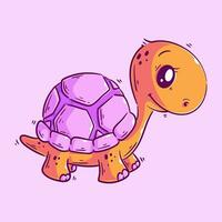 Cute turtle standing in cartoon style vector