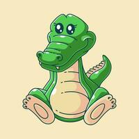 Cute crocodile sitting in cartoon style vector