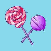 Two lollipops in cartoon style vector