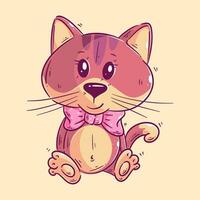 linda gato sentado solo dibujos animados estilo vector