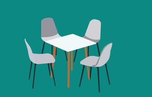 Few chairs around the table, nobody, Isolated on white background in Vector template.