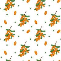 Vector pattern with sea buckthorn