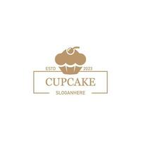 simple cupcake logo. for cake and cupcake shop business. isolated dark brown color vector