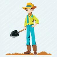 Farmer boy with shovel vector