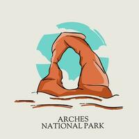 vector of arches national park in arizona in blue sky perfect for print,etc