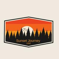 vector of forest in sunset scenery perfect for print, t-shirt design, etc