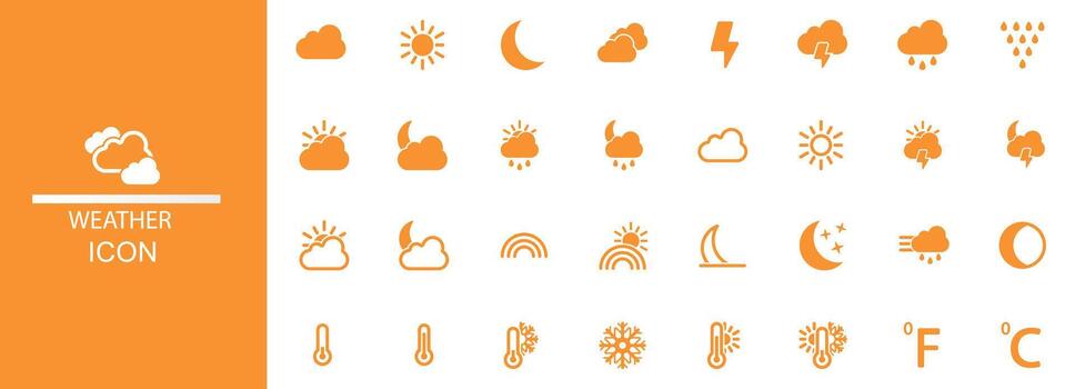 icon weather. for website, app, uiux. editable stroke eps 10. white isolated baground vector