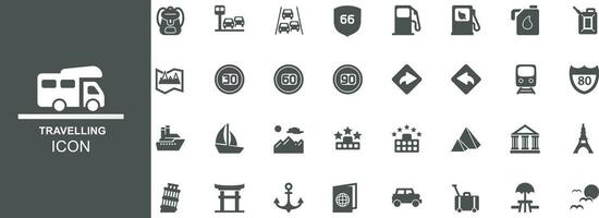 gray color traveling icon. editable eps 10. isolated gray baground vector