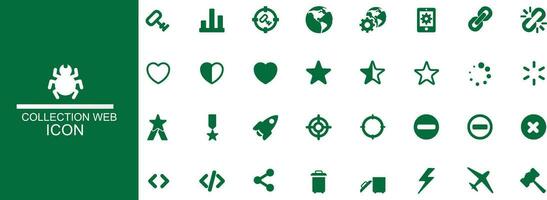 icon web collection. dark green color. editable stroke eps 10. isolated red baground vector