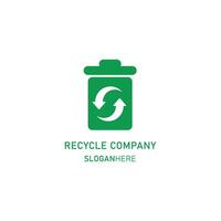 recycle company logo. combination of large trash box and recycle icon. gradient green color. isolated white baground vector