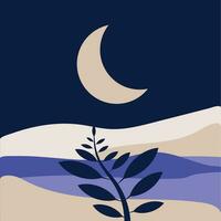 The Eternal Dance of the Moon and the River - Creative Illustration vector