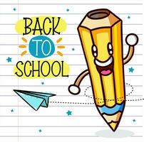 Back to school - school supplies - notepad, notebook and rocket vector