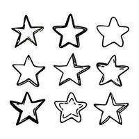 conjunto de estrellas. contorno de estrellas. blanco estrellas vector