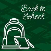 Back to school school supplies notepad, notebook, blackboard, chalk vector