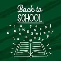 Back to school school supplies notepad, notebook, blackboard, chalk vector