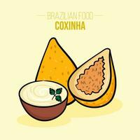 coxinha Delaware franco, galinha, pollo brasileño comida - frito vector