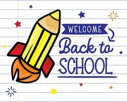 Back to school - school supplies - notepad, notebook and rocket vector