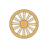 Kids drawing Cartoon Vector illustration wooden wheel icon Isolated on White Background