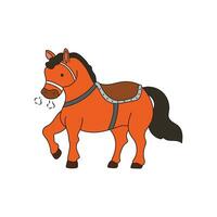 niños dibujo dibujos animados vector ilustración linda caballo icono aislado en blanco antecedentes