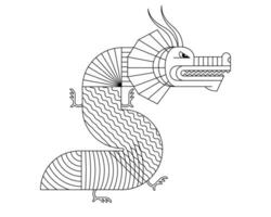 resumen geométrico chino continuar zodíaco símbolo con Arte lineal modelo. asiático sagrado moderno gráfico forma mítico animal diseño de bondad y fuerza. japonés tradicional antiguo serpiente. vector eps