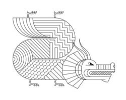 resumen geométrico chino continuar zodíaco símbolo con Arte lineal modelo. asiático sagrado gráfico estilo moderno forma mítico animal diseño de bondad y fuerza. japonés tradicional antiguo serpiente. eps vector