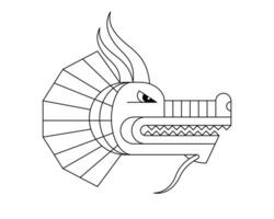 Abstract geometric Chinese zodiac dragon head side view. Asian sacred graphic style linear minimal symbol modern design of goodness and power. Japanese traditional ancient serpent monster. Vector eps