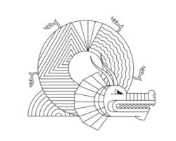 resumen geométrico chino continuar zodíaco símbolo con lineal modelo. asiático sagrado gráfico estilo moderno mítico animal diseño de bondad y fuerza. japonés tradicional antiguo serpiente. vector eps