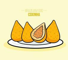 coxinha Delaware franco, galinha, pollo brasileño comida - frito vector