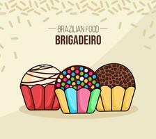 Set of Brigadeiro Brasil - Brazil - Brazilian chocolate food vector