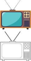 retro televisión desde 1980 con dos antenas vector imagen