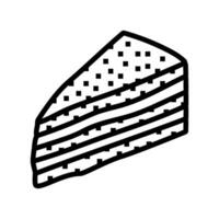 Tiramisu rebanada dulce comida línea icono vector ilustración