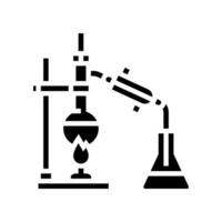 destilación aparato ingeniero glifo icono vector ilustración