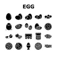 egg chicken hen food farm icons set vector