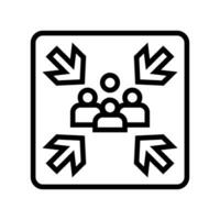 fire assembly point emergency line icon vector illustration