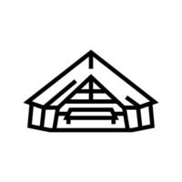 glamping tent camp line icon vector illustration