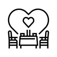 romántico cena amor línea icono vector ilustración