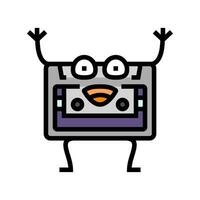 cassette tape character retro music color icon vector illustration