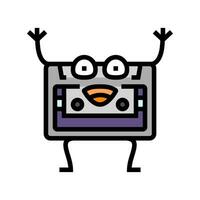 cassette tape character retro music color icon vector illustration