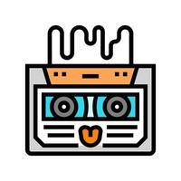 cassette tape music retro character color icon vector illustration