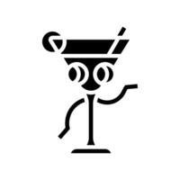 cocktail character retro music glyph icon vector illustration